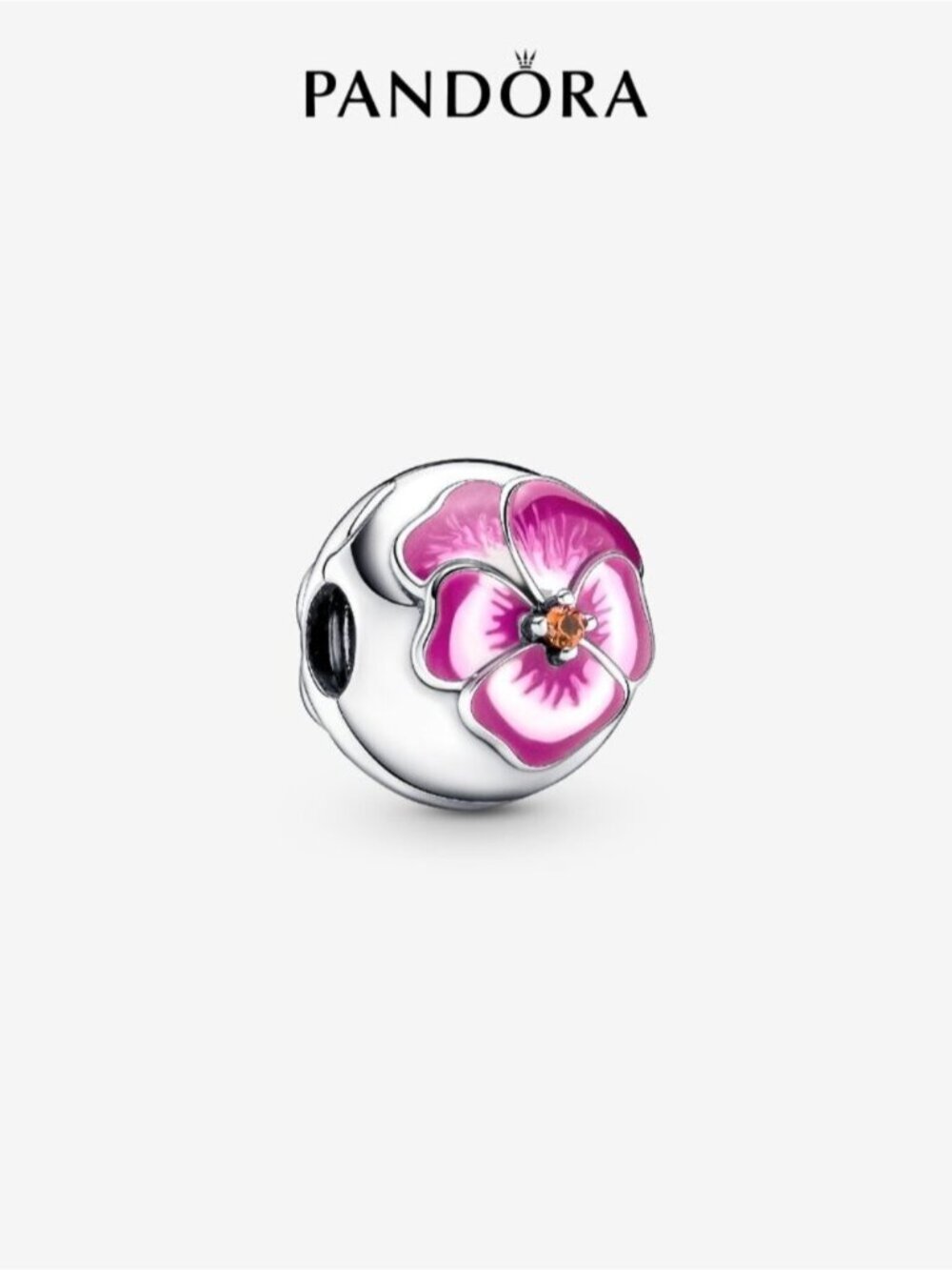 Pandora Pink Pansy Flower Clip Charm39